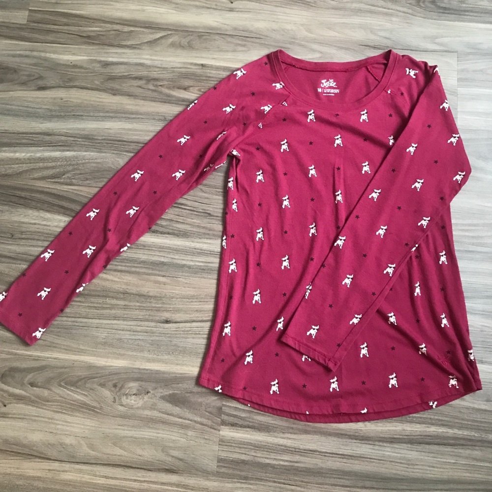Justice puppy dog stars long sleeve shirt red